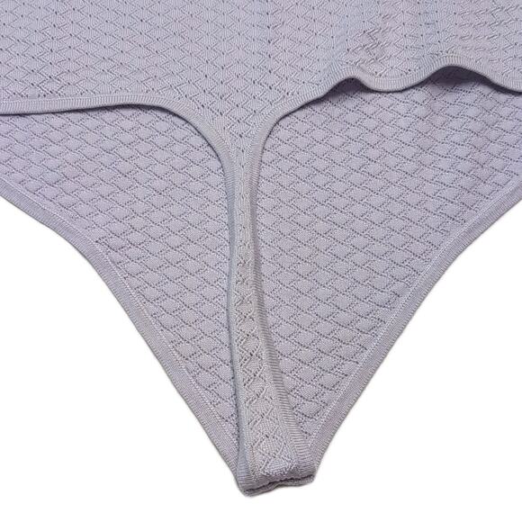 Abercrombie & Fitch Pointelle Square Neck Thong Bodysuit Women's XL Lavender NEW - Picture 11 of 15